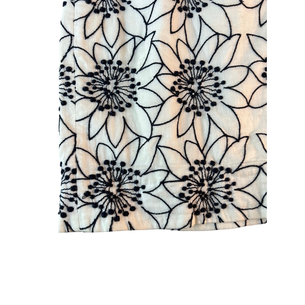 J.Crew White Black Floral Embroidered Mini Skirt Size 0 Cotton Back Zip - Picture 5 of 10